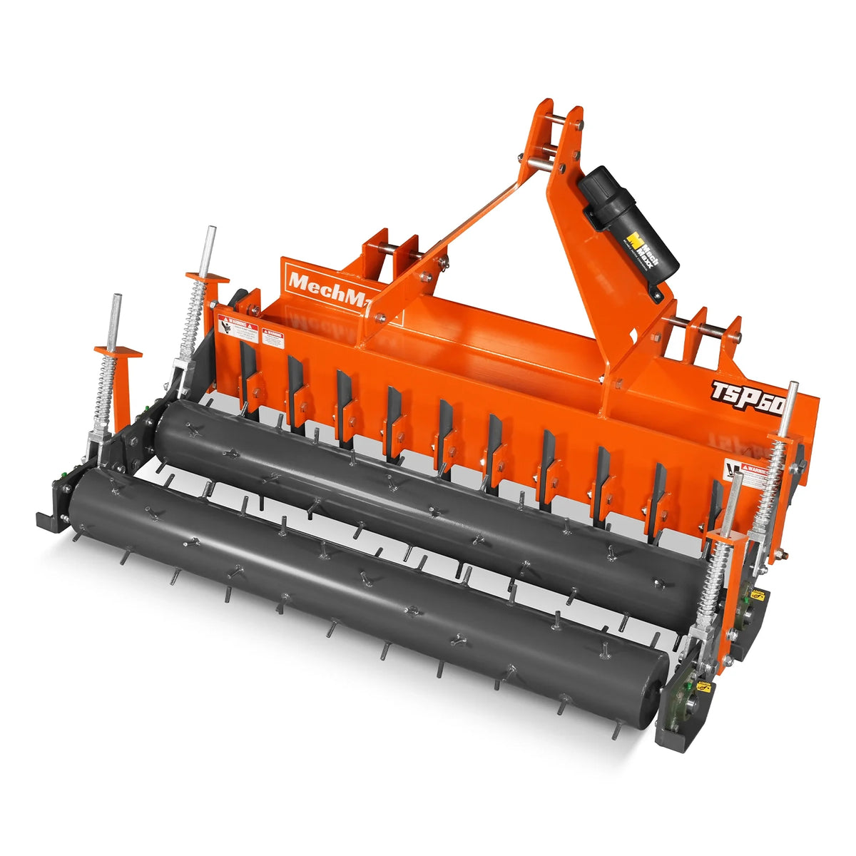 60" Heavy Duty Soil Pulverizer, Double Spiked Roller, 21 Shanks, Category 1 and 2, 3 Point Hitch Tractor Attac