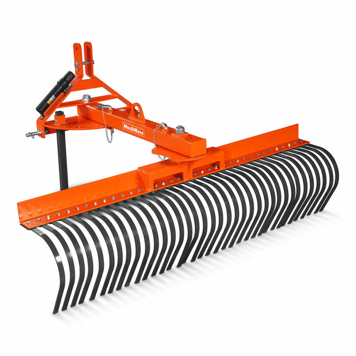 Râteau de paysagiste déporté 72" à 36 dents, outil à attelage trois points pour tracteur, LRA72
