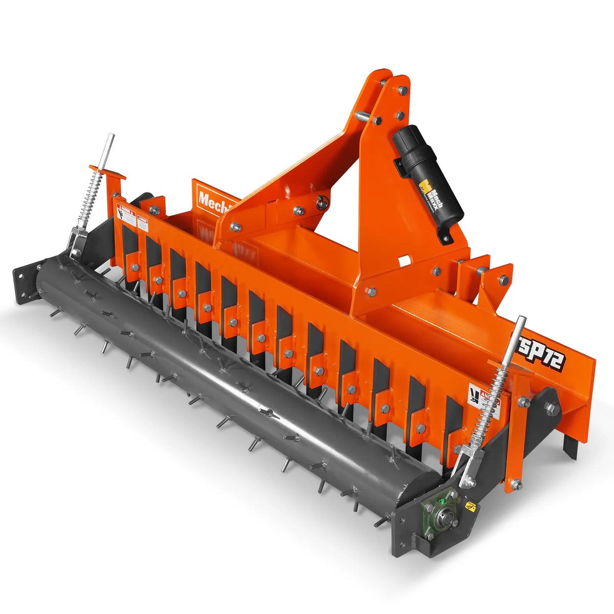 72" Heavy Duty Soil Pulverizer, Single Spiked Roller, 25 Shanks, Category 1 and 2, 3 Point Hitch Tractor Attac
