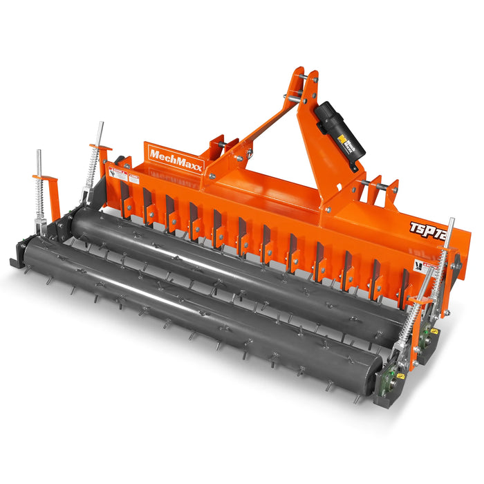 72" Heavy Duty Soil Pulverizer, Double Spiked Roller, 25 Shanks, Category 1 and 2, 3 Point Hitch Tractor Attachment, TSP72D