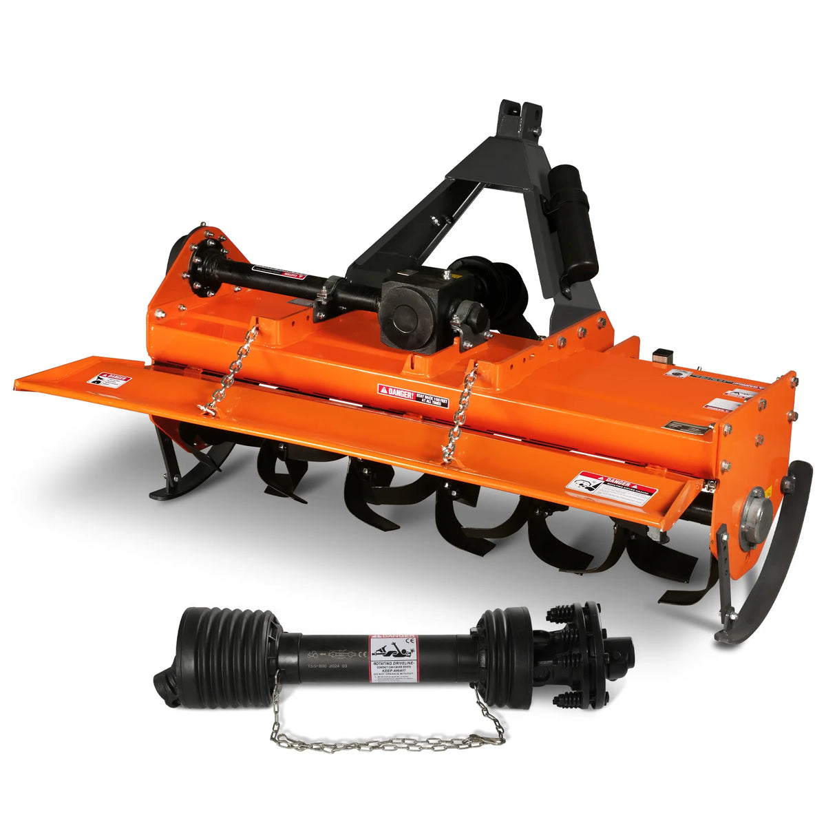 5FT 3-Point Gear Drive Rotary Tiller, 25-50HP Tractor, PTO Shaft Included (With Slip Clutch), Cat. 1 &2 Hookup