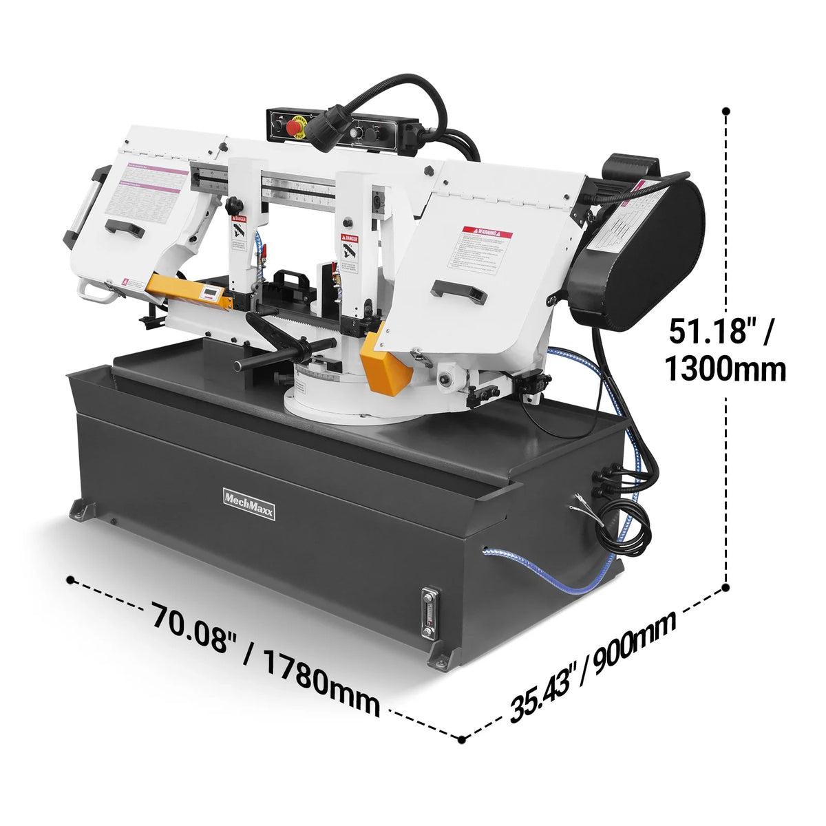 MechMaxx Metal Cutting Band Saw, 10 in Horizontal, 2 HP 220V, 0-45 Degree Mitering, Hydraulic Down Feed, Coola - view 13