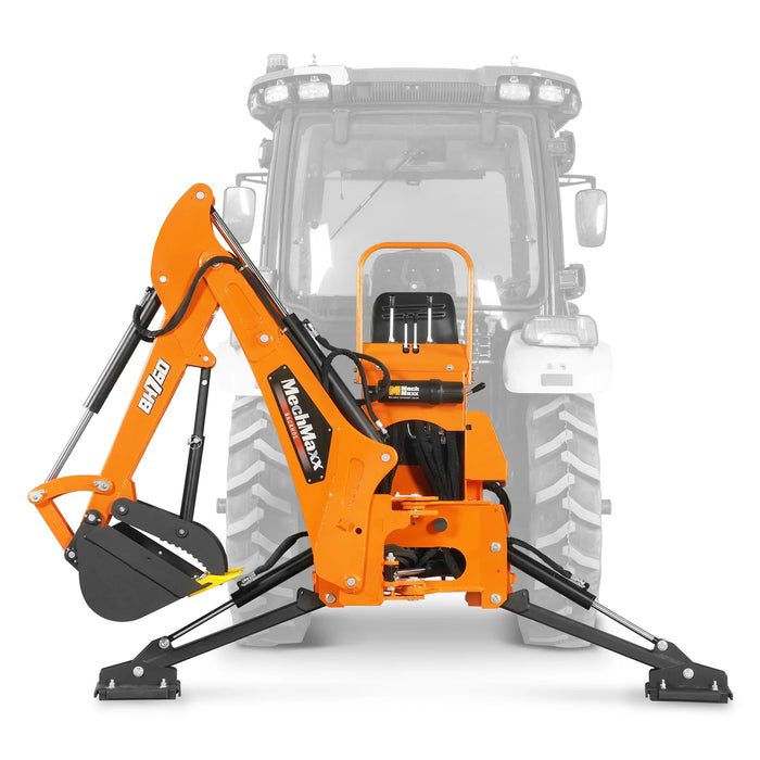 8' Tractor Backhoe Attachment, Mechanical Thumb, 15" Bucket, ISO/SAE Controls, Cat. 1 & 2, 20-100 HP, BH760M