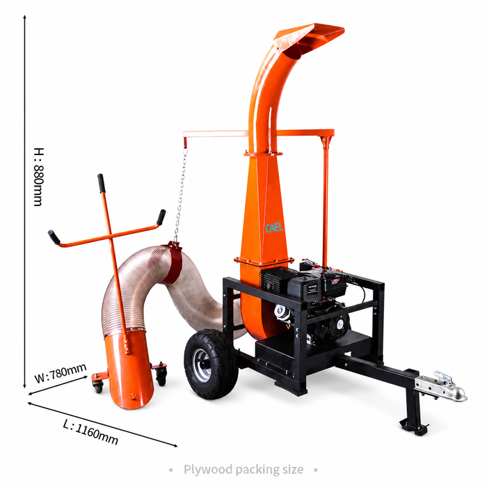 CAEL LV-15 Anhängbarer Laubsauger – 15-PS-Motor, 3,573 m³ Fassungsvermögen