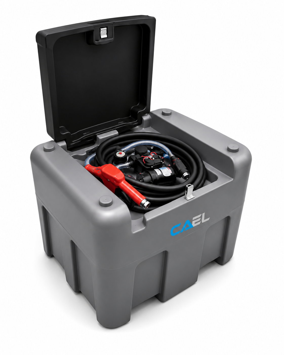 Cuve gasoil portable CAEL DD210E de 210 L avec pompe DC – modèle compact 830 mm
