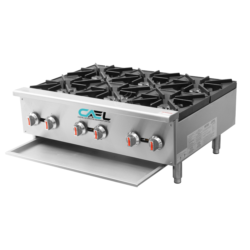 CAEL EHP-6S Cuisinière à gaz de comptoir pro – 6 feux, 150 000 BTU/hr