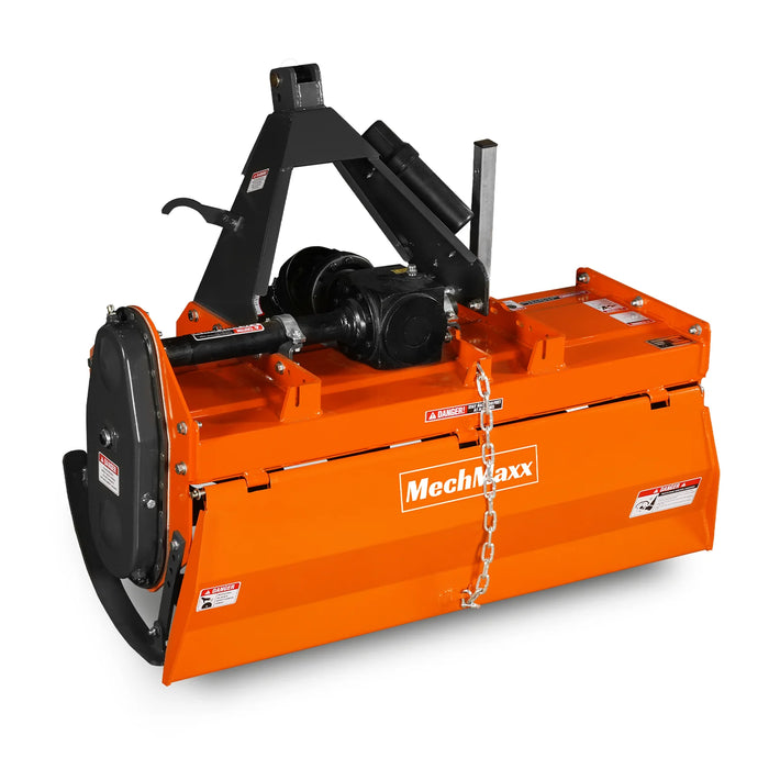 4FT 3-Point Gear Drive Rotary Tiller, 18-35HP Tractor, PTO Shaft Included
