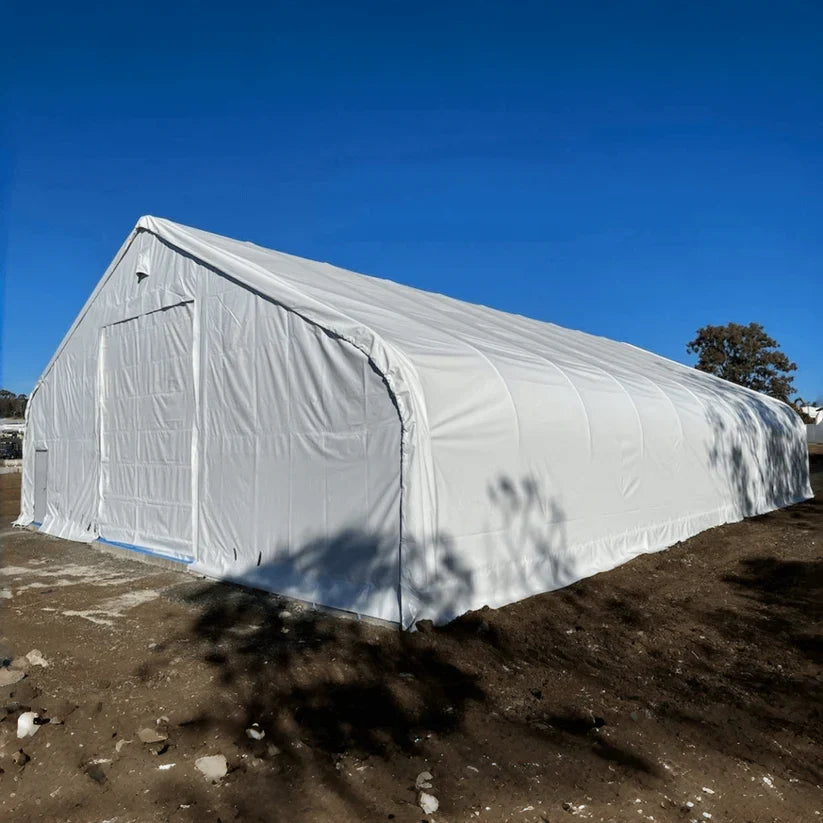 CAEL – Abri de stockage en PVC à double ferme, 60 x 120 ft, faîtage 25 ft