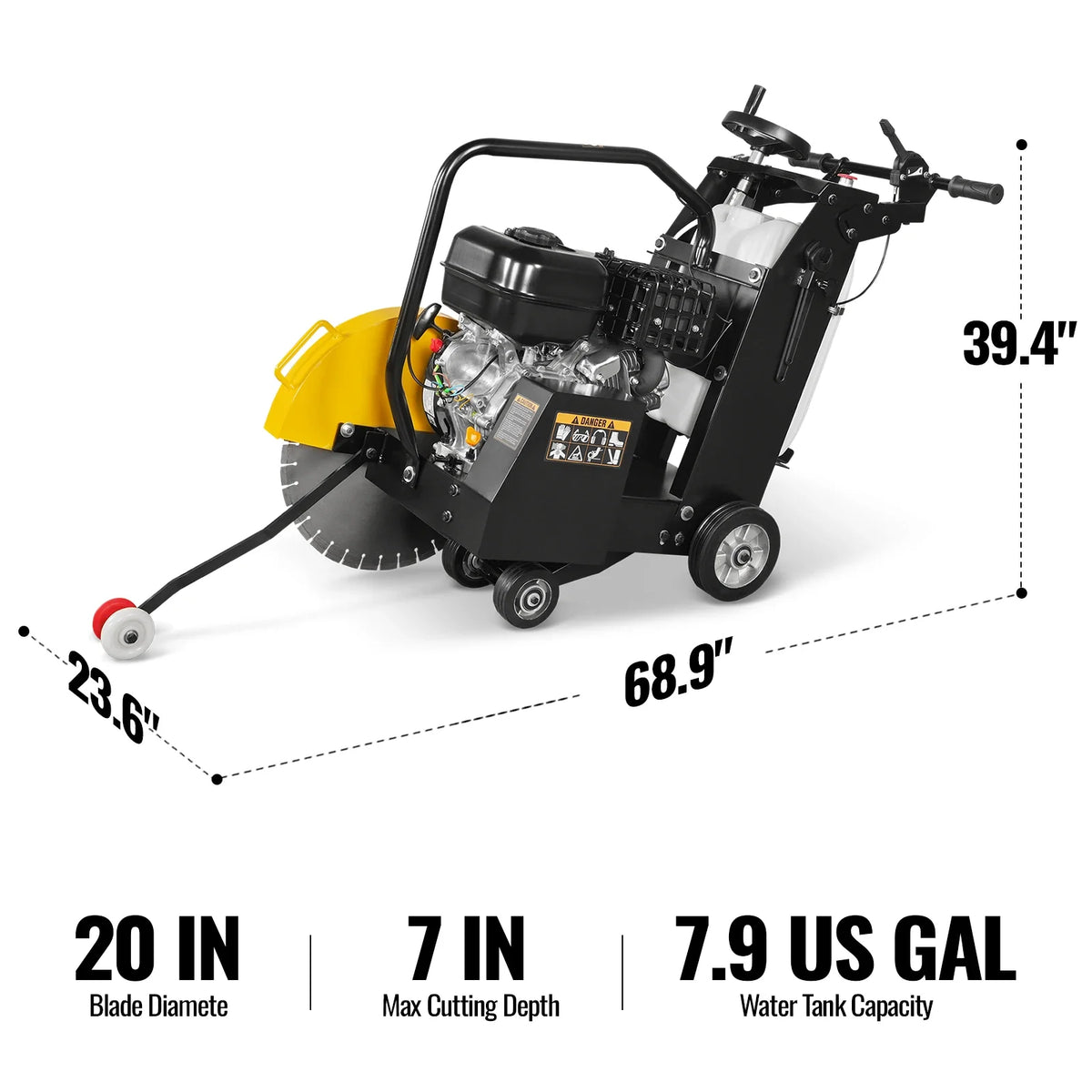 15 HP Walk-Behind Concrete Floor Saw, 20 in Blade, 7 in Cutting Depth, FS480Z - view 2