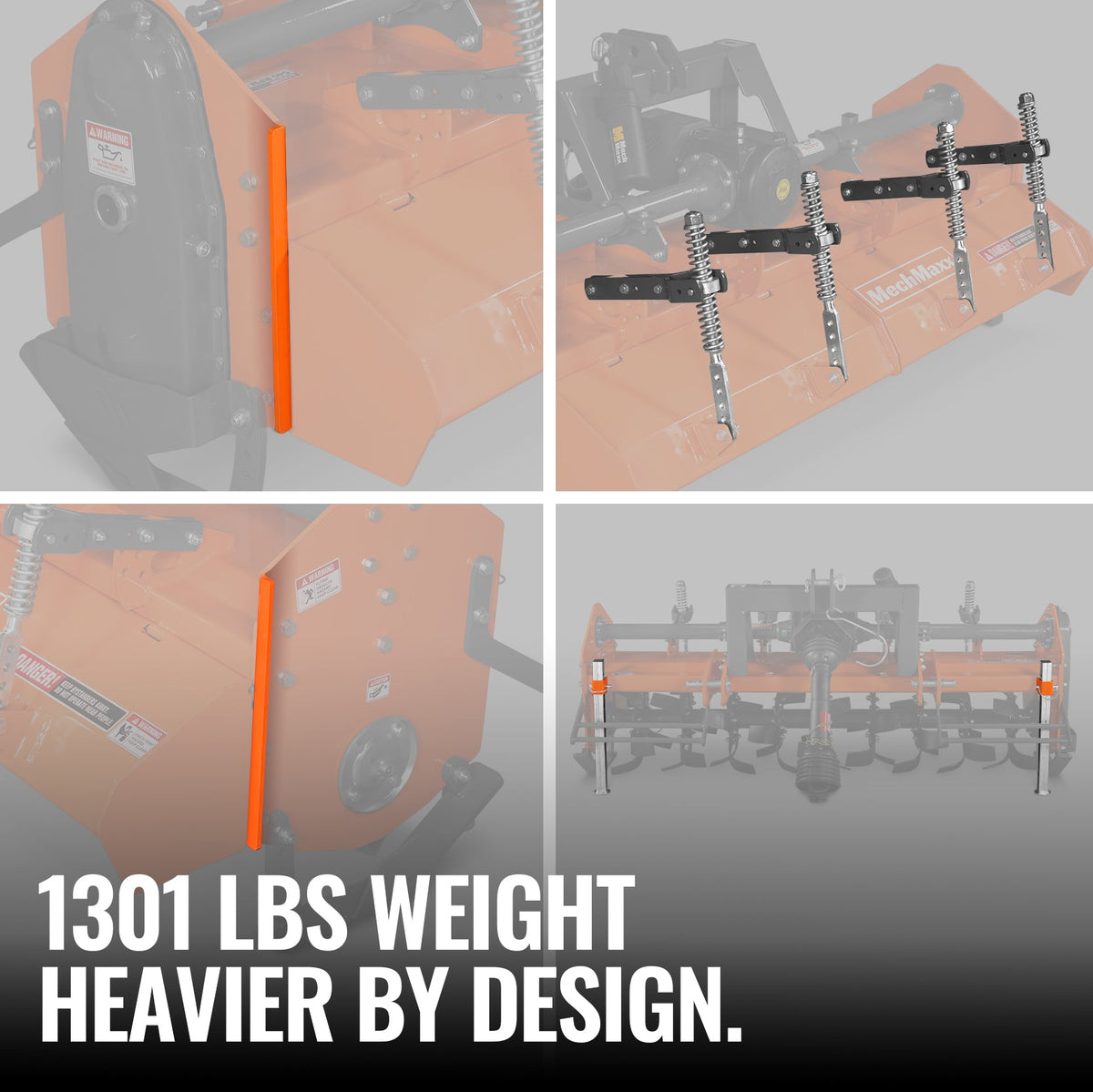 90 in Heavy Duty Rotary Tiller, 3 Point Hitch Cat.2, Gear Drive, PTO Shaft Included with Slip Clutch, 50-90 HP - view 9