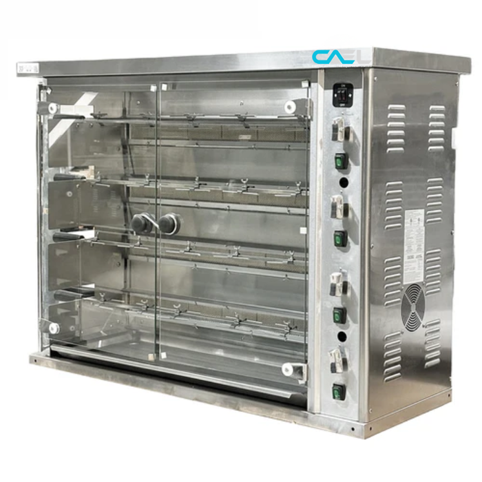 CAEL KJ-4 Countertop Gas Rotisserie – 4 Spits, 16 Chickens