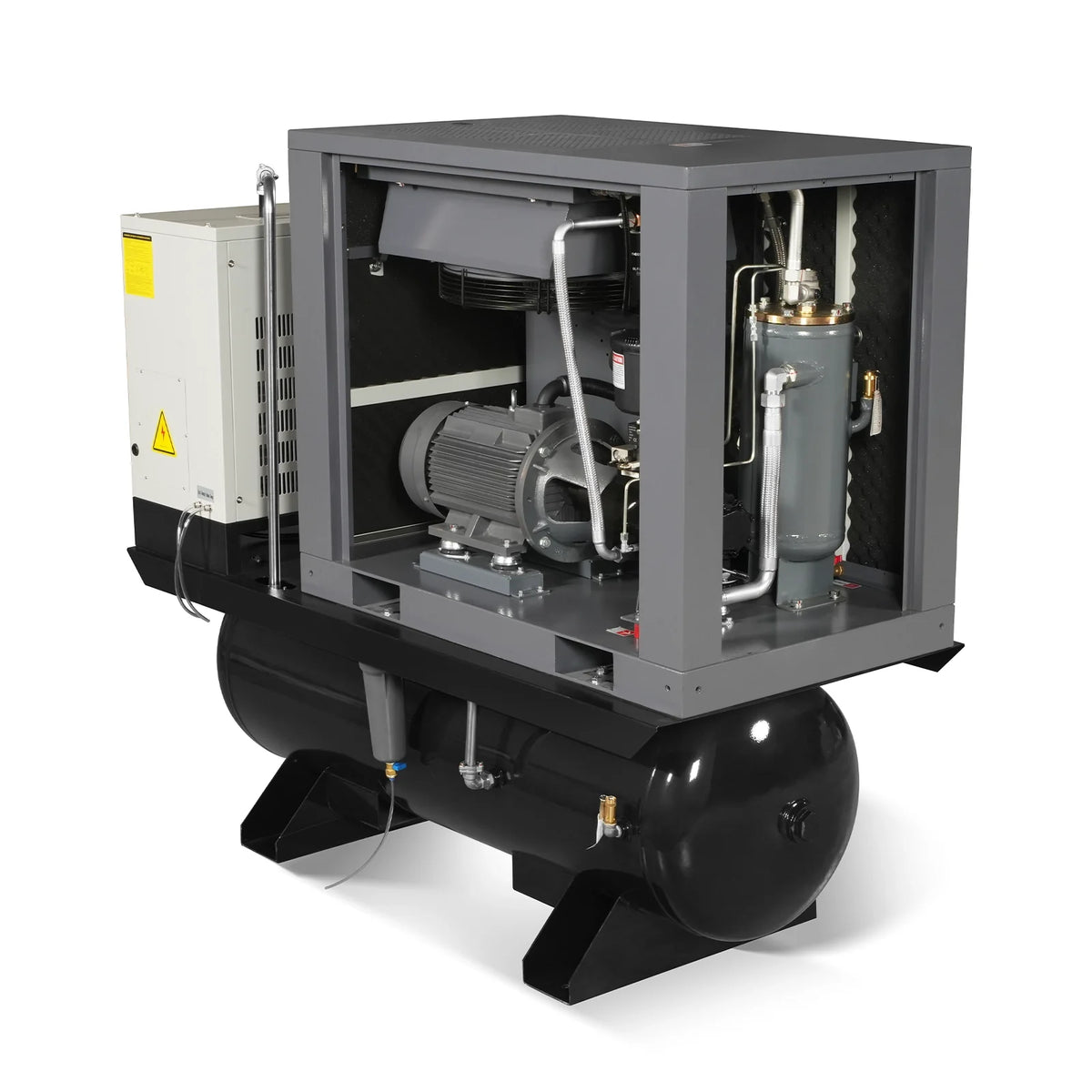 15HP Combined Rotary Screw Air Compressor with Dryer & 105-Gal ASME Tank | 45 CFM, 116 PSI, 460V 3-Phase - Ind - view 13