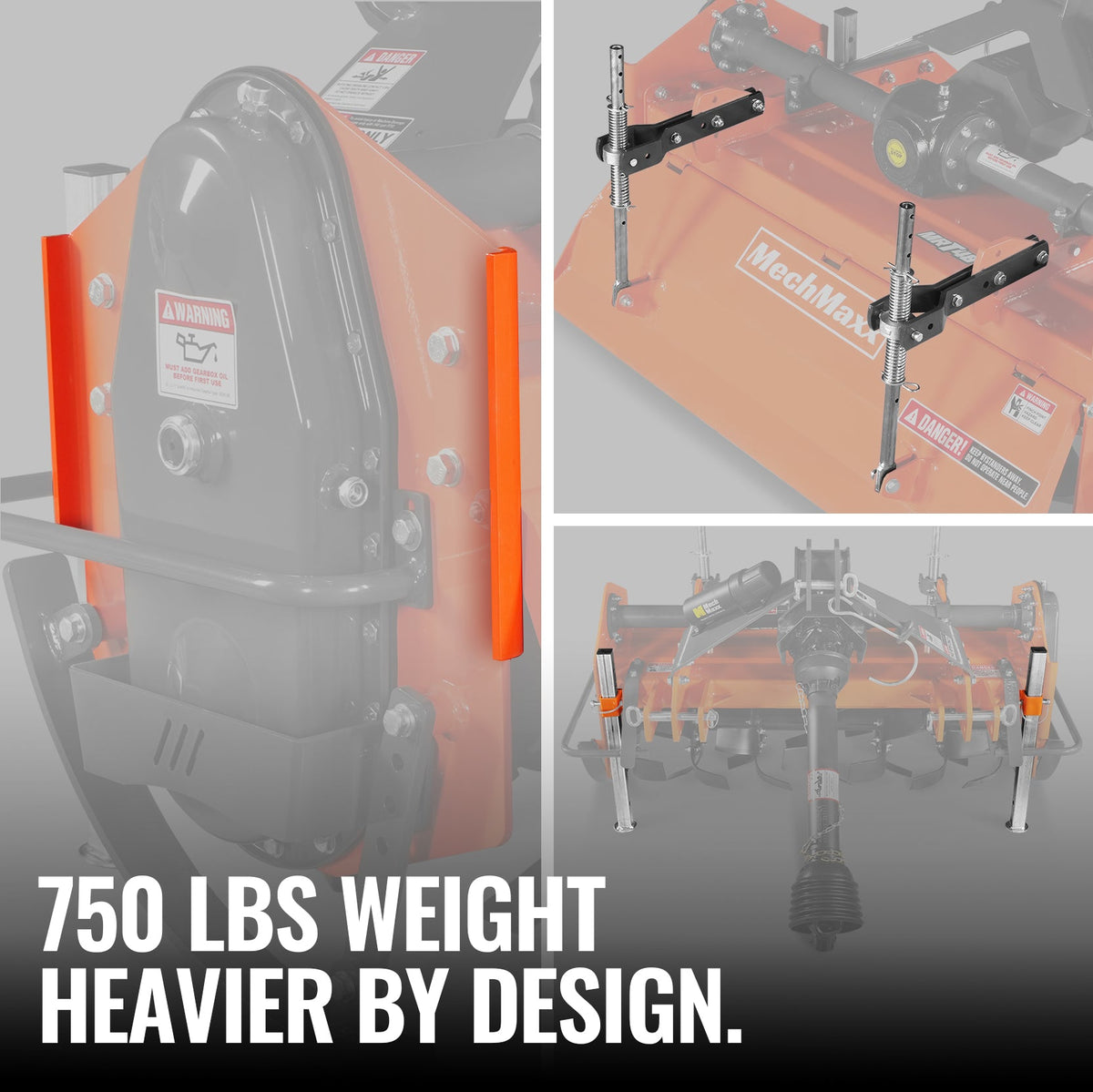 48 in Rotary Tiller, 3 Point Hitch Cat.1 & 2, Gear Drive, PTO Shaft Included with Slip Clutch, 25-50 HP, MRT48 - view 4