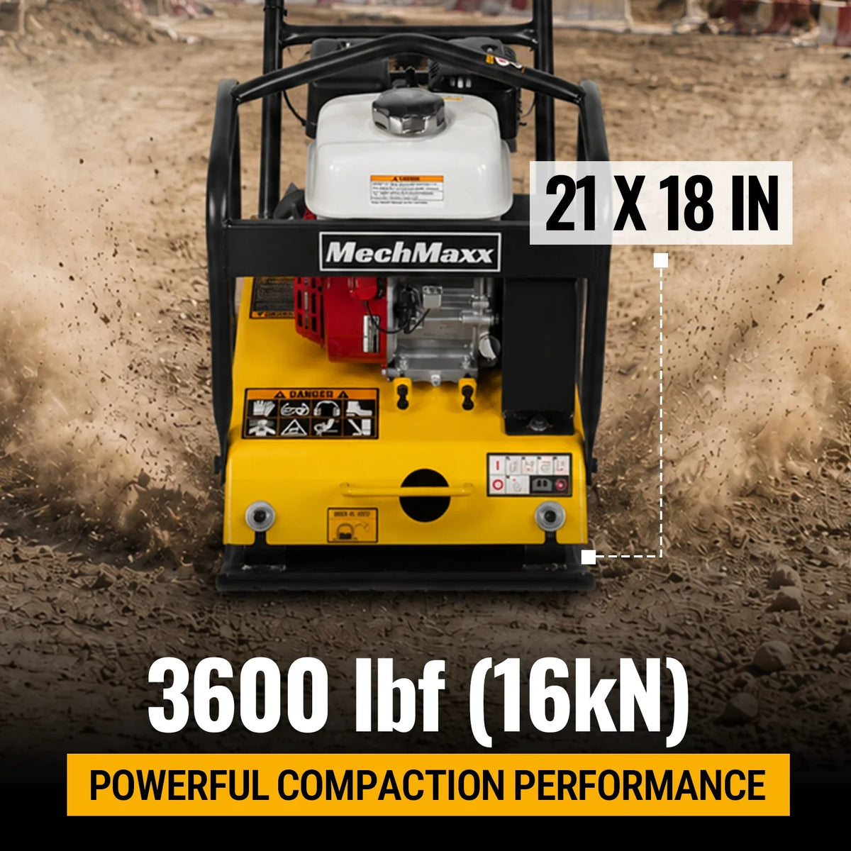 Honda GX160 Vibratory Plate Compactor with Wheel Kit, 3600 lb Centrifugal Force for Soil, Gravel, Asphalt and  - view 4
