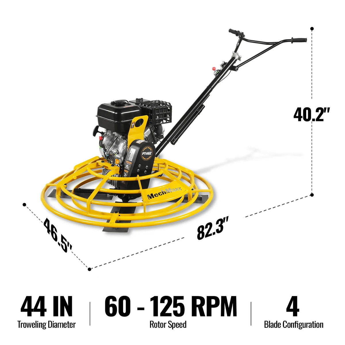 15 HP 44 in Walk-Behind Concrete Power Trowel with Blades and Float Pan, PT46Z - view 2