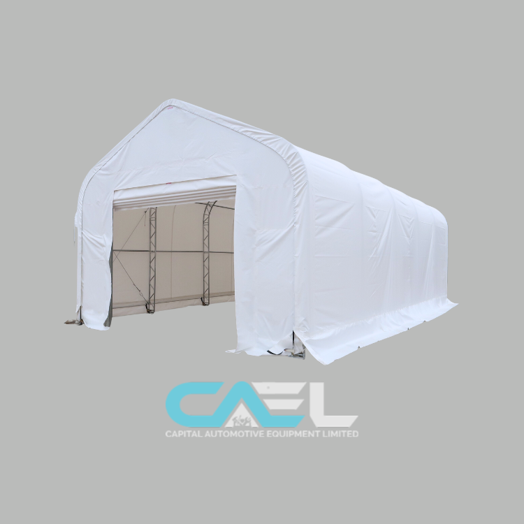 Lagerunterstand Spitzdach, Doppelbogen – 20 × 32 ft, 16 ft Firsthöhe