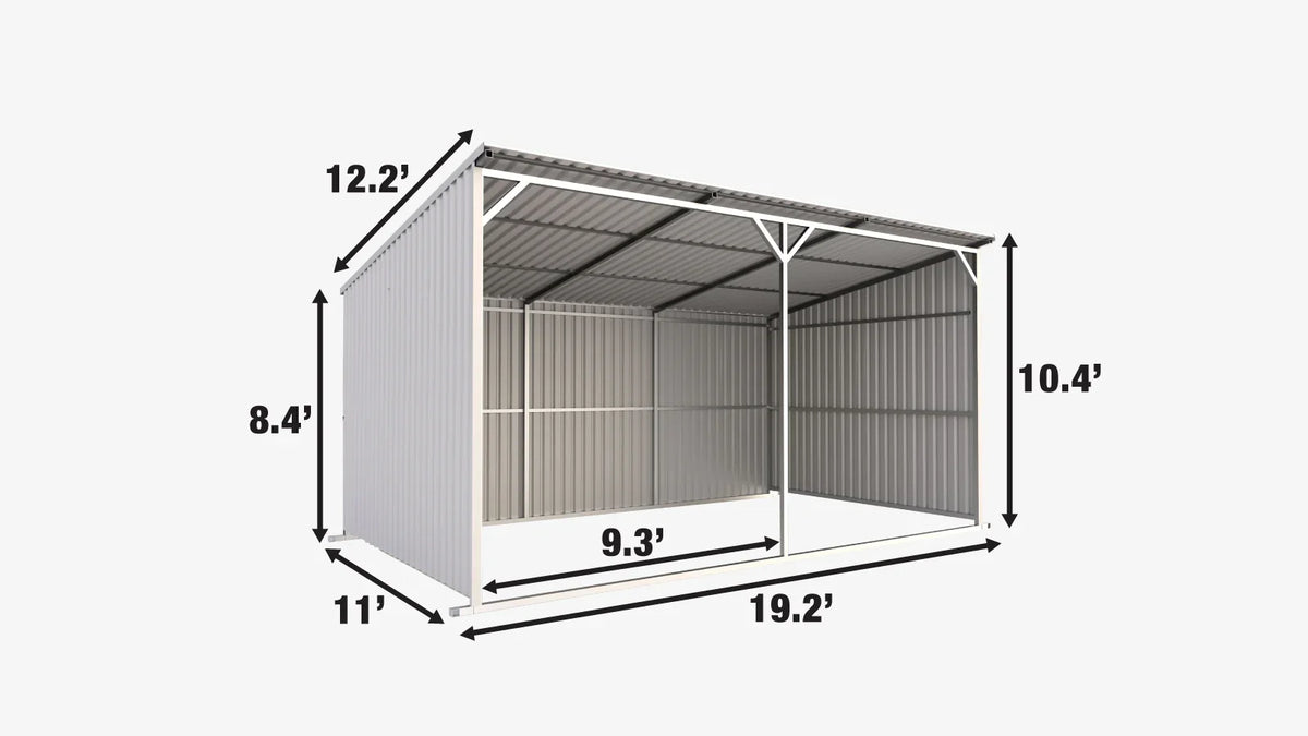 CAEL Verzinkter Weideunterstand 19′ x 12′ x 10′ – 16-GA-Rahmen