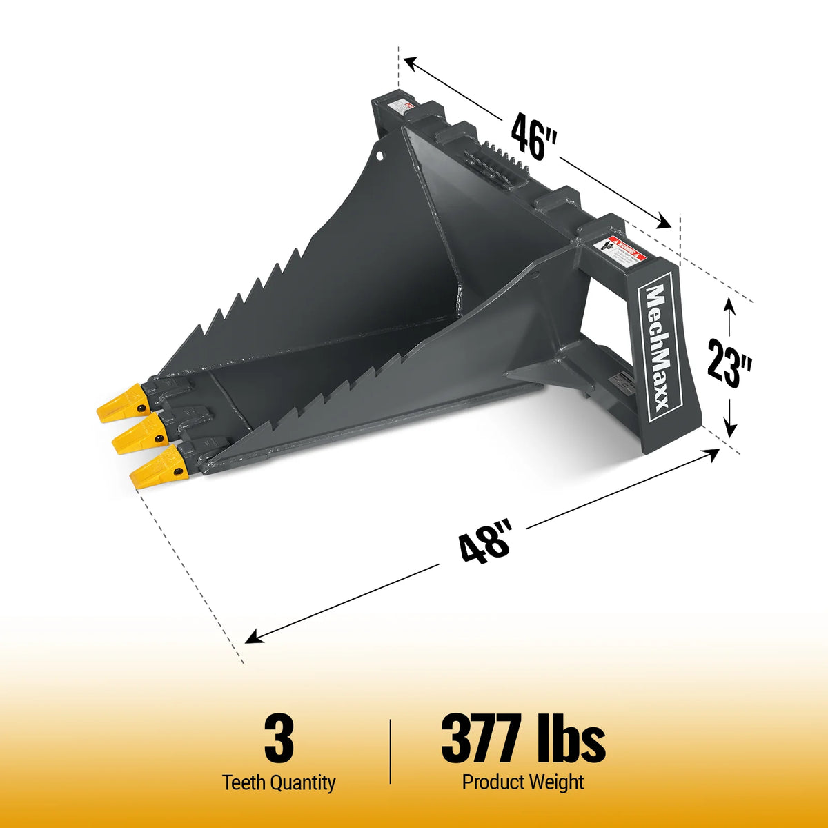 48" Skid Steer Stump Bucket Wrecker with Universal Quick Attach, Bolt-On Cutting Teeth, SBE53 - view 2