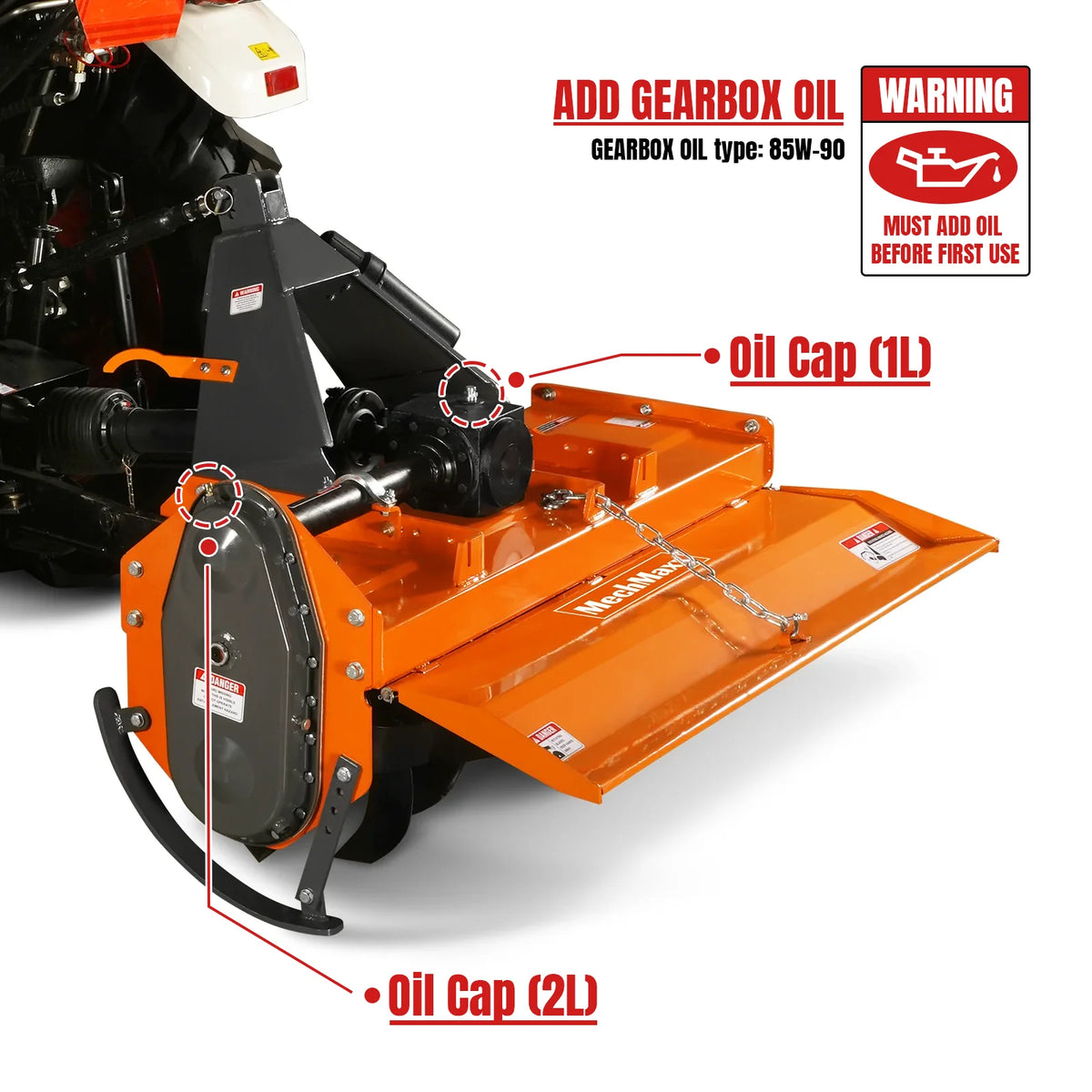 4.5FT 3-Point Gear Drive Rotary Tiller, 25-45HP Tractor, PTO Shaft Included (With Slip Clutch), Cat. 1 Hookup, - view 4