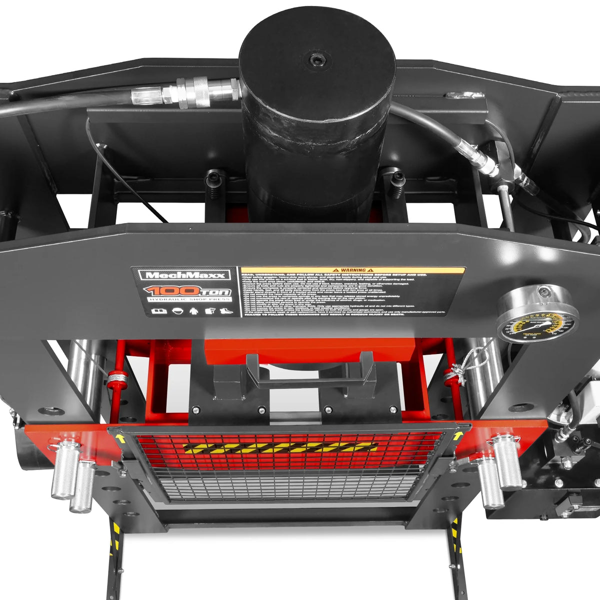 100 Ton H-Frame Electric Hydraulic Shop Press with Hand Winch, 110V Motor, Fully Welded Steel Frame, Safety Gu - view 9