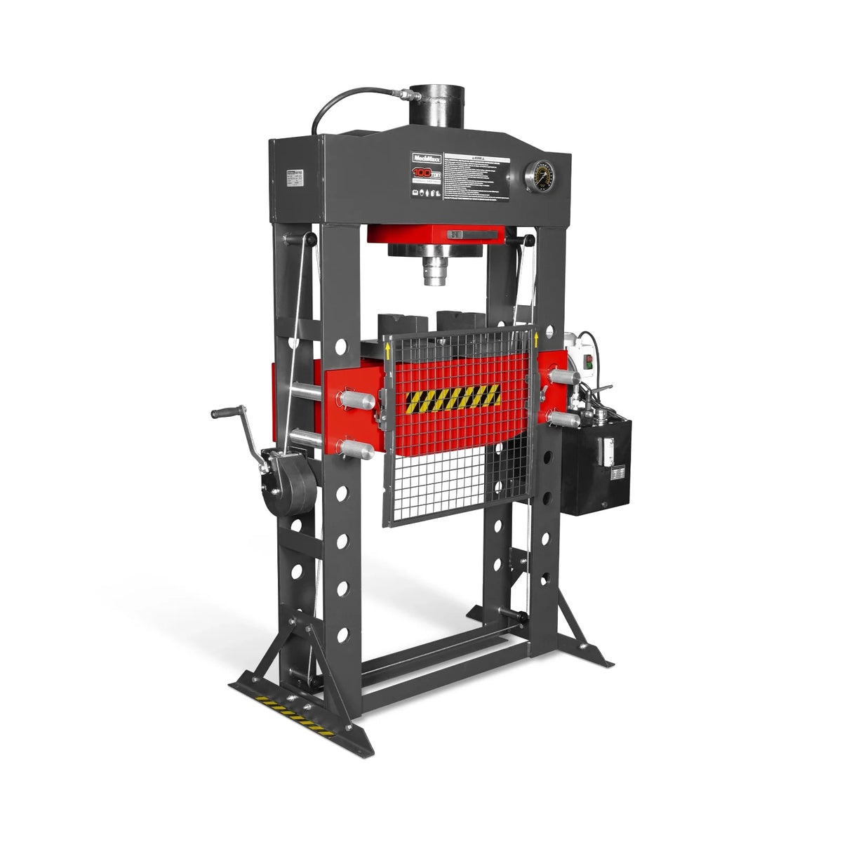 100 Ton H-Frame Electric Hydraulic Shop Press with Hand Winch, 110V Motor, Fully Welded Steel Frame, Safety Gu - view 17