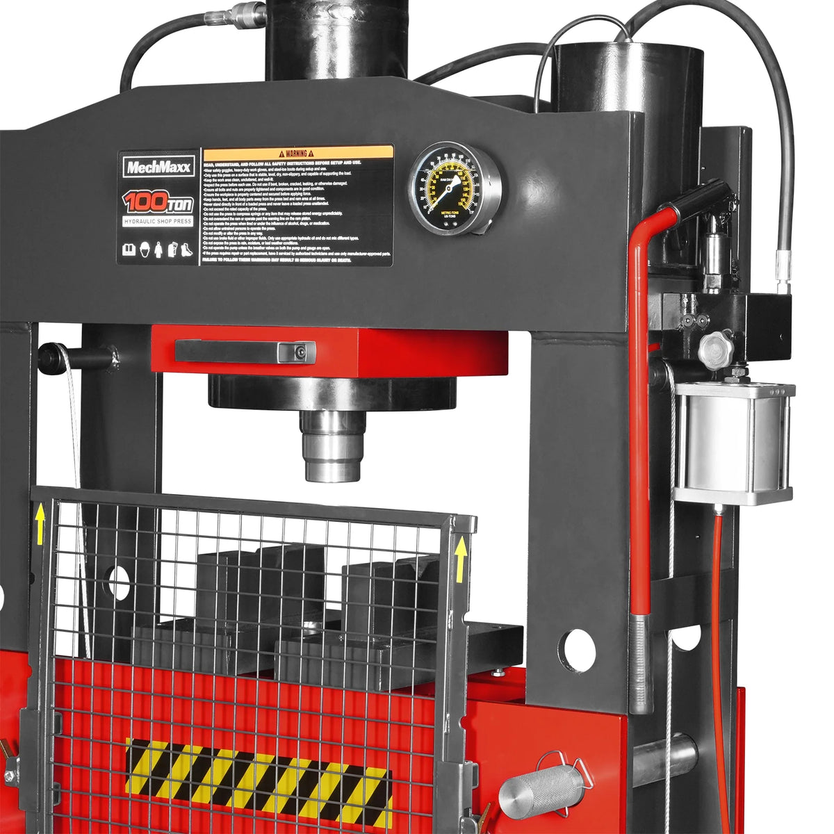 100 Ton H-Frame Air/Hydraulic Shop Press with Hand Winch, Fully Welded Steel Frame, Safety Guard, Foot Pedal C - view 11