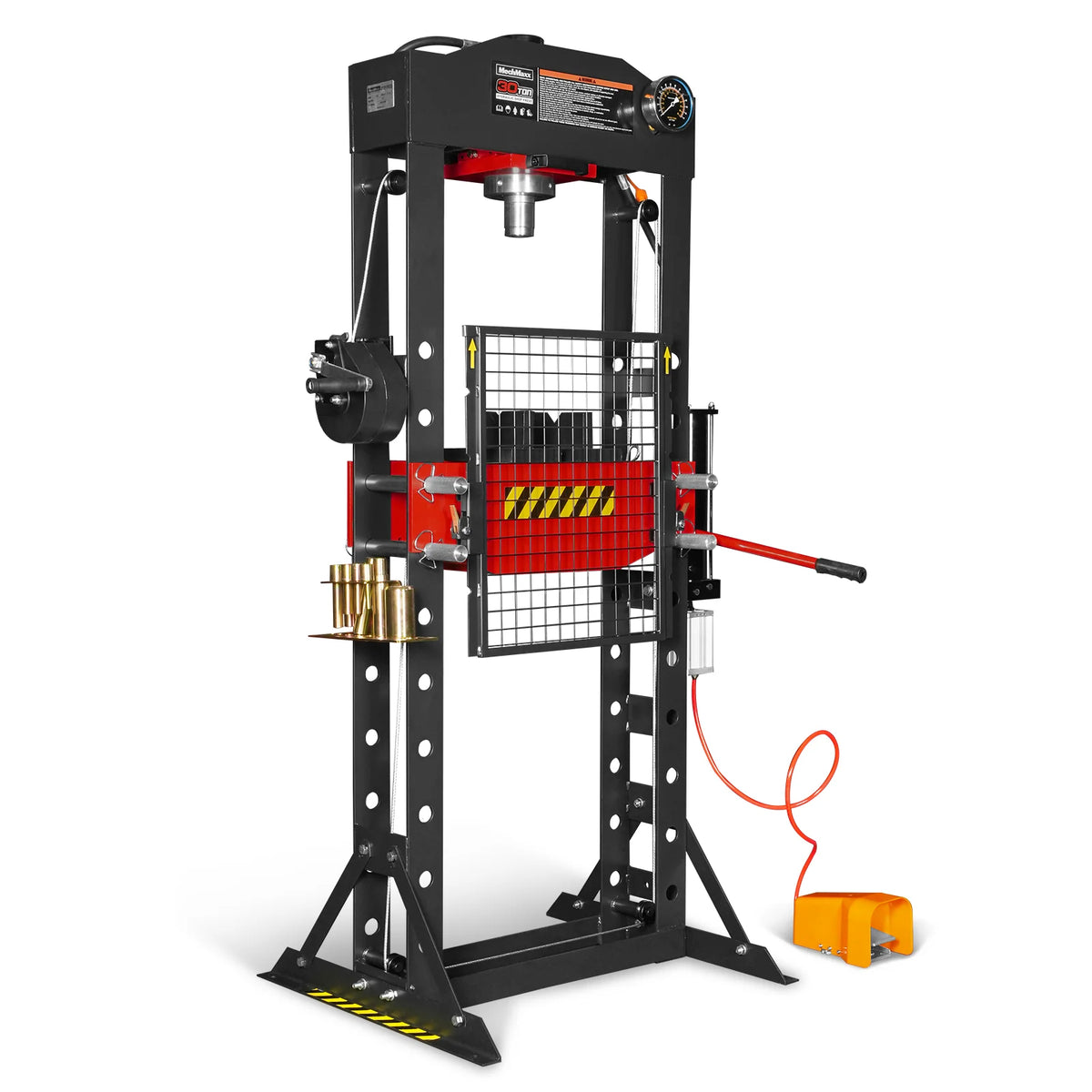 30 Ton H-Frame Air/Hydraulic Shop Press with Hand Winch & Press Pin Kit, Fully Welded Steel Frame, Safety Guar - view 25
