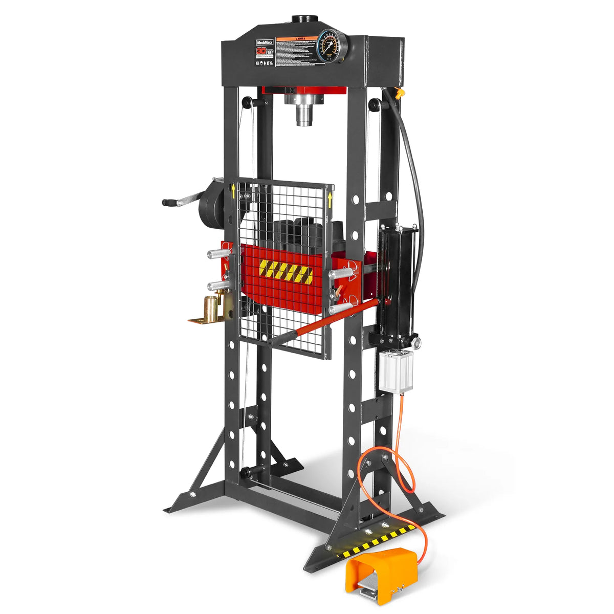 30 Ton H-Frame Air/Hydraulic Shop Press with Hand Winch & Press Pin Kit, Fully Welded Steel Frame, Safety Guar - view 31