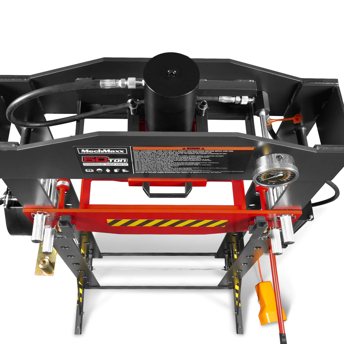 50 Ton H-Frame Air/Hydraulic Shop Press with Hand Winch & Press Pin Kit, Fully Welded Steel Frame, Safety Guar - view 9