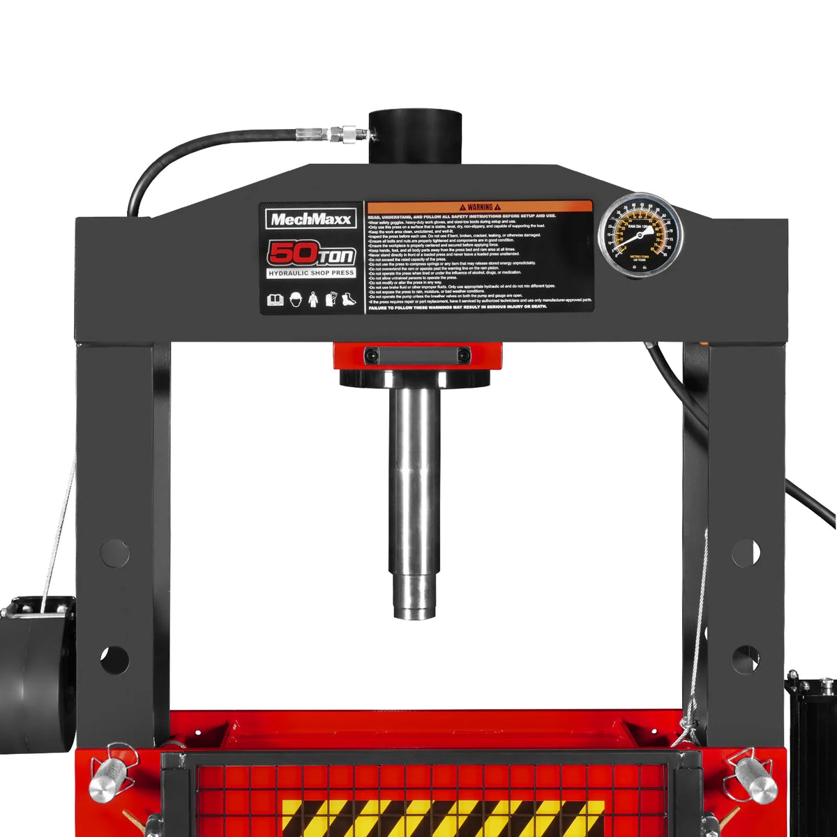 50 Ton H-Frame Air/Hydraulic Shop Press with Hand Winch & Press Pin Kit, Fully Welded Steel Frame, Safety Guar - view 12
