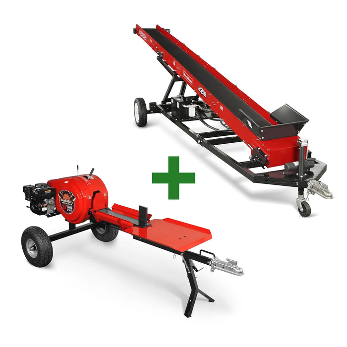 Pack fendeuse de bûches cinétique 34 tonnes et convoyeur de bois de chauffage, KT34 & HC2016