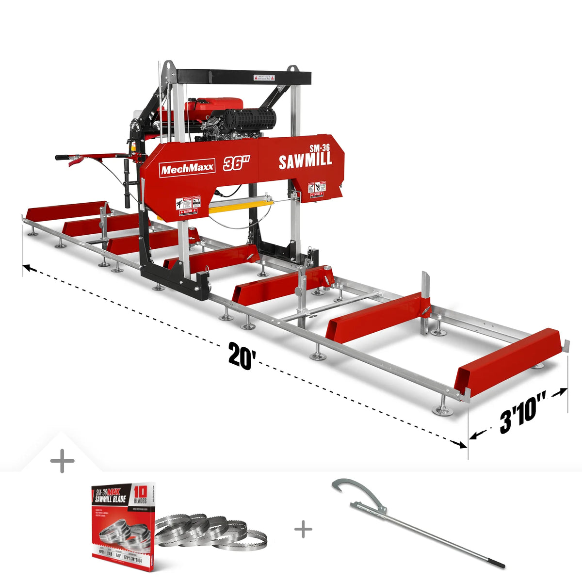 36" MAX Portable Sawmill, 3-Point PTO Stump Grinder & Forestry Log Skidding Winch Bundle - view 28