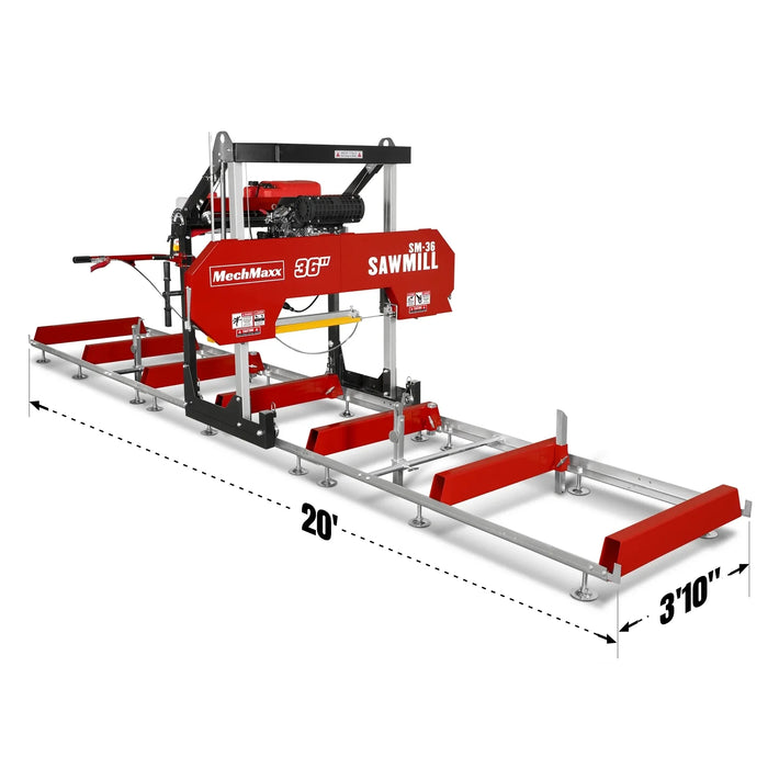 Scierie mobile 36" MAX, moteur ZONSEN V-Twin 25 HP 750cc, largeur de planche 36", longueur de banc 20', SM-36MAX